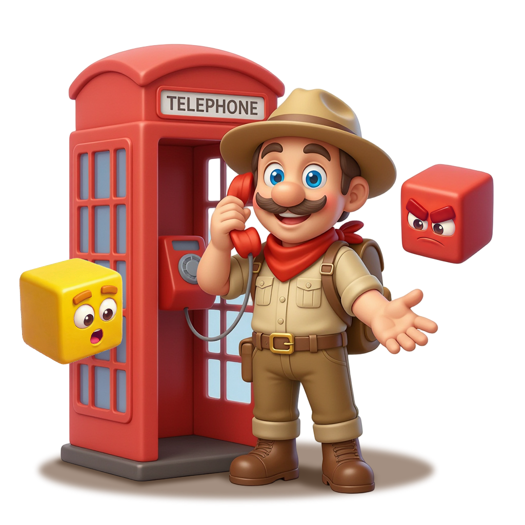 Contact character with telephone